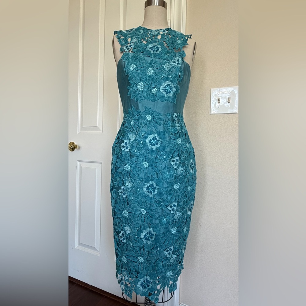 Lela Rose Lace Blue Cocktail Dress size 4